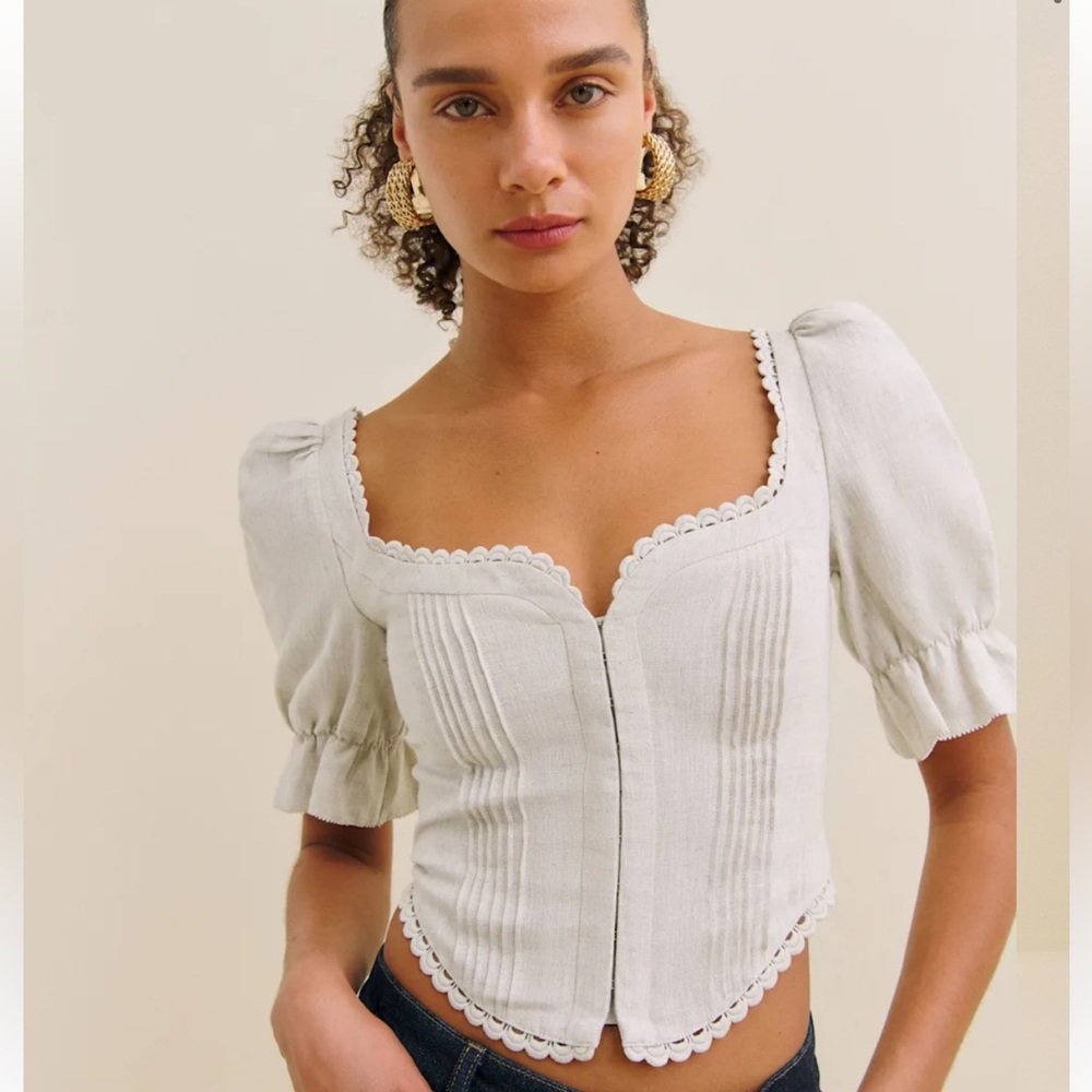 Reformation Cream Puff-Sleeve Blouse